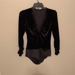Never worn zara black velvet body suit